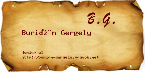 Burián Gergely névjegykártya